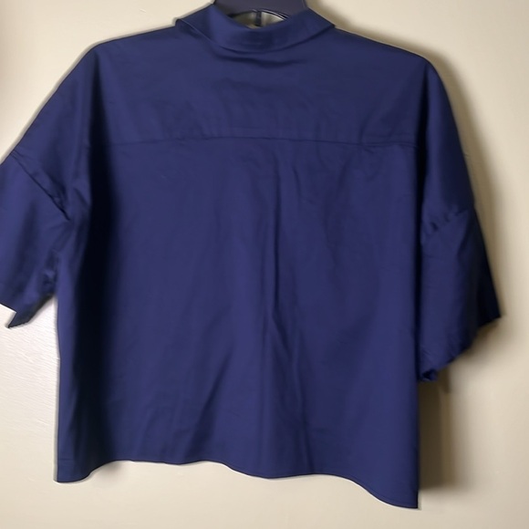 Chico's Blue Boxy Cropped Button Down Shirt - Picture 4 of 5